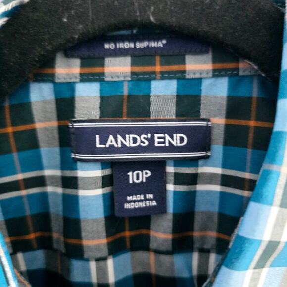 Lands' End Plaid Button Down Supima Cotton Shirt size 10 Petite Western - Picture 4 of 9